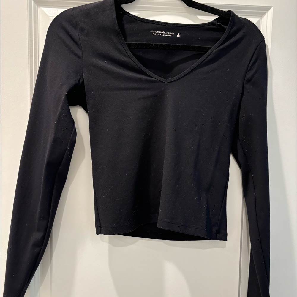 Abercrombie & Fitch Black V-Neck Long Sleeve Top